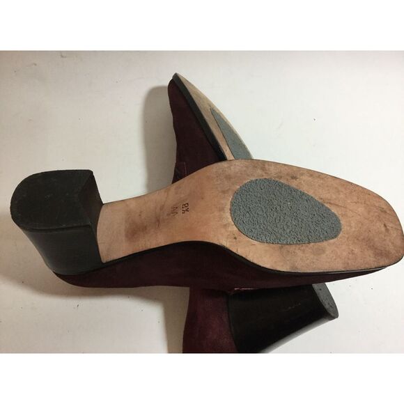 Womens Cole Haan suede Pumps shoes Leather Purple  Slip On Chunky Heels  8.5 AA - Picture 7 of 8